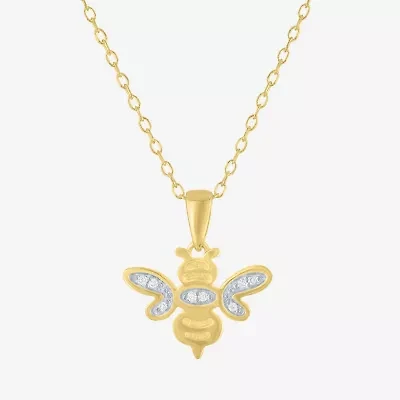 Diamond Accent (G-H Womens Diamond Accent Lab Grown White Diamond Accent 14K Gold Over Silver 16 Inch Pendant Necklace