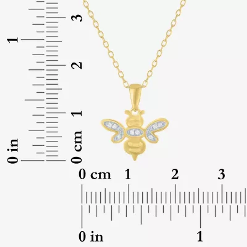 Diamond Accent (G-H Womens Diamond Accent Lab Grown White Diamond Accent 14K Gold Over Silver 16 Inch Pendant Necklace