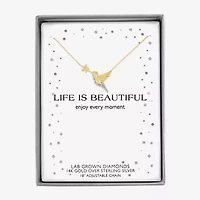 Diamond Accent (G-H Womens Diamond Accent Lab Grown White Diamond Accent 14K Gold Over Silver 16 Inch Pendant Necklace