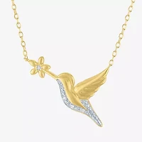 Diamond Accent (G-H Womens Diamond Accent Lab Grown White Diamond Accent 14K Gold Over Silver 16 Inch Pendant Necklace