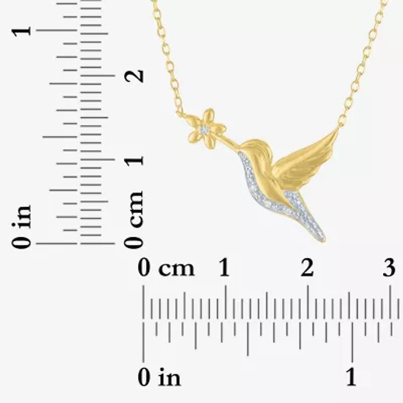 Diamond Accent (G-H Womens Diamond Accent Lab Grown White Diamond Accent 14K Gold Over Silver 16 Inch Pendant Necklace