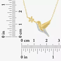 Diamond Accent (G-H Womens Diamond Accent Lab Grown White Diamond Accent 14K Gold Over Silver 16 Inch Pendant Necklace