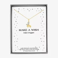 Diamond Accent (G-H, Si2-I1), Butterfly Womens Diamond Accent Lab Grown White Diamond Accent 14K Gold Over Silver Butterfly 16 Inch Pendant Necklace