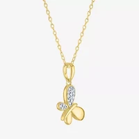 Diamond Accent (G-H, Si2-I1), Butterfly Womens Diamond Accent Lab Grown White Diamond Accent 14K Gold Over Silver Butterfly 16 Inch Pendant Necklace
