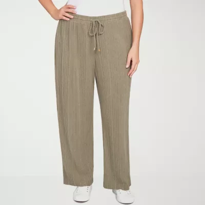 Hearts Of Palm Womens Straight Mid Rise Plus Pull-On Pant