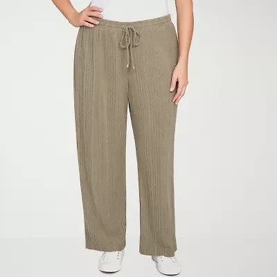 Hearts Of Palm Womens Straight Mid Rise Plus Pull-On Pant