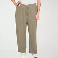 Hearts Of Palm Womens Straight Mid Rise Plus Pull-On Pant