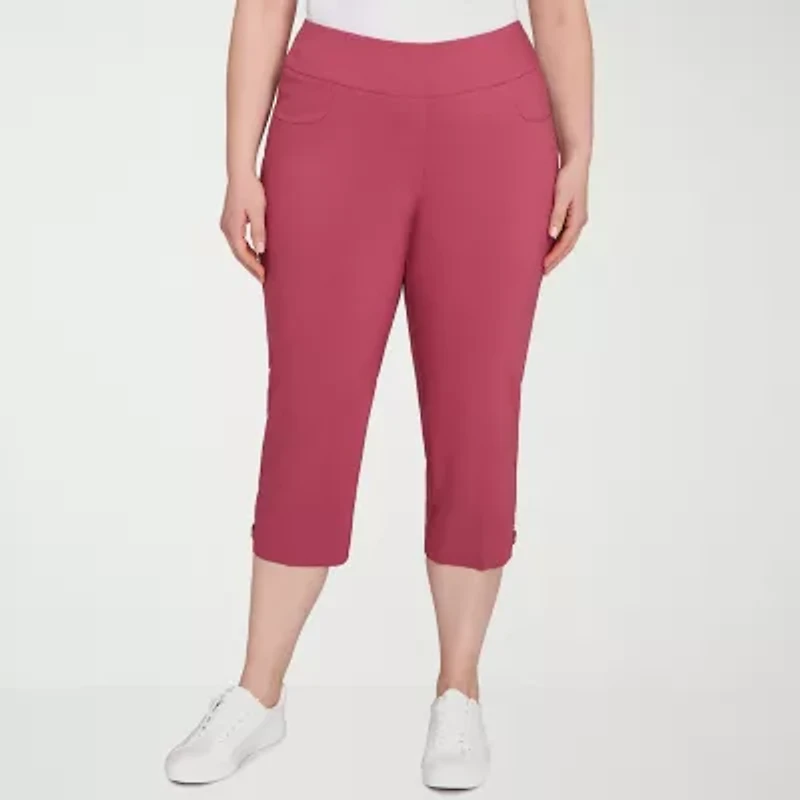 Hearts Of Palm Womens Straight Mid Rise Plus Capri Pant