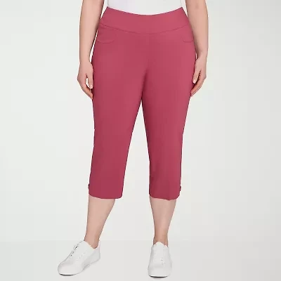 Hearts Of Palm Womens Straight Mid Rise Plus Capri Pant