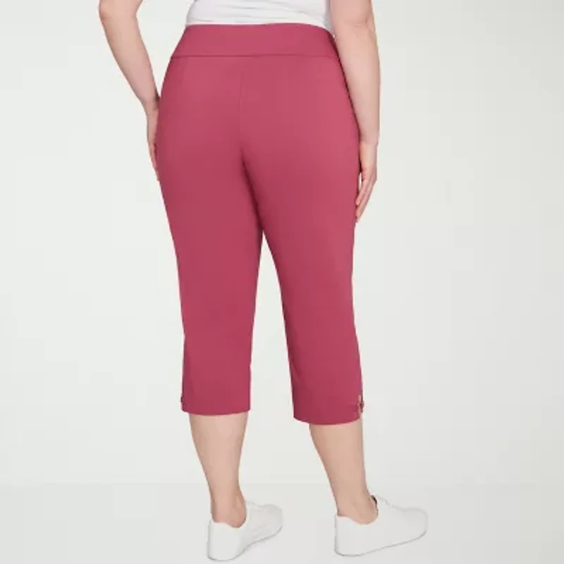 Hearts Of Palm Womens Straight Mid Rise Plus Capri Pant