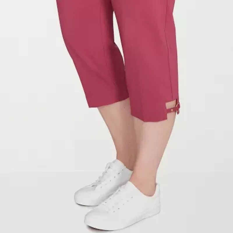 Hearts Of Palm Womens Straight Mid Rise Plus Capri Pant