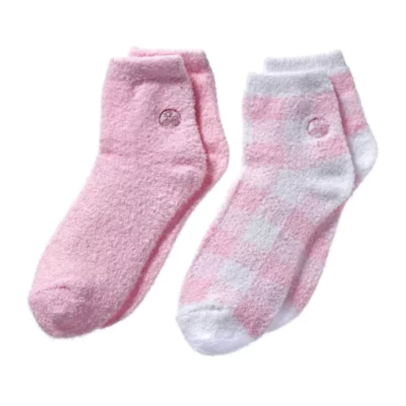Earth Therapeutics Pink Plaid & Pink Aloe Moisturizing Socks