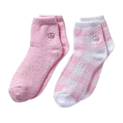 Earth Therapeutics Pink Plaid & Pink Aloe Moisturizing Socks