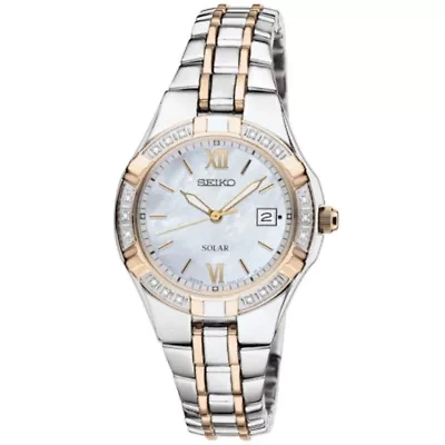 Seiko® Womens Two-Tone Diamond-Accent Solar Watch SUT068
