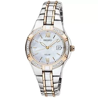 Seiko® Womens Two-Tone Diamond-Accent Solar Watch SUT068