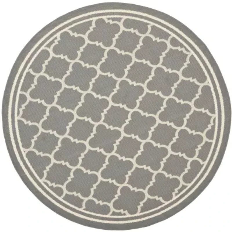Safavieh Courtyard Collection Crispian Geometric Indoor/Outdoor Round Area Rug