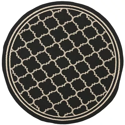 Safavieh Courtyard Collection Crispian Geometric Indoor/Outdoor Round Area Rug