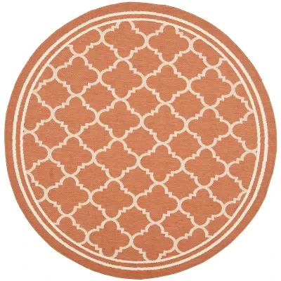 Safavieh Courtyard Collection Crispian Geometric Indoor/Outdoor Round Area Rug