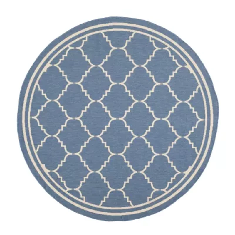 Safavieh Courtyard Collection Skin Geometric Indoor/Outdoor Round Area Rug