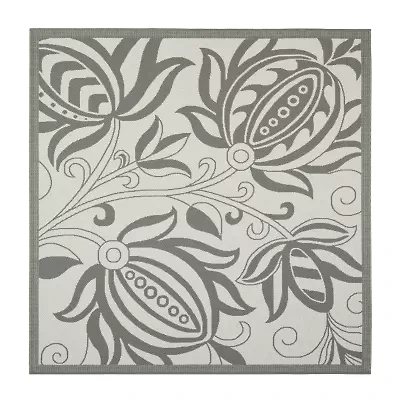 Safavieh Courtyard Collection Tarek Floral Indoor/Outdoor Square Area Rug
