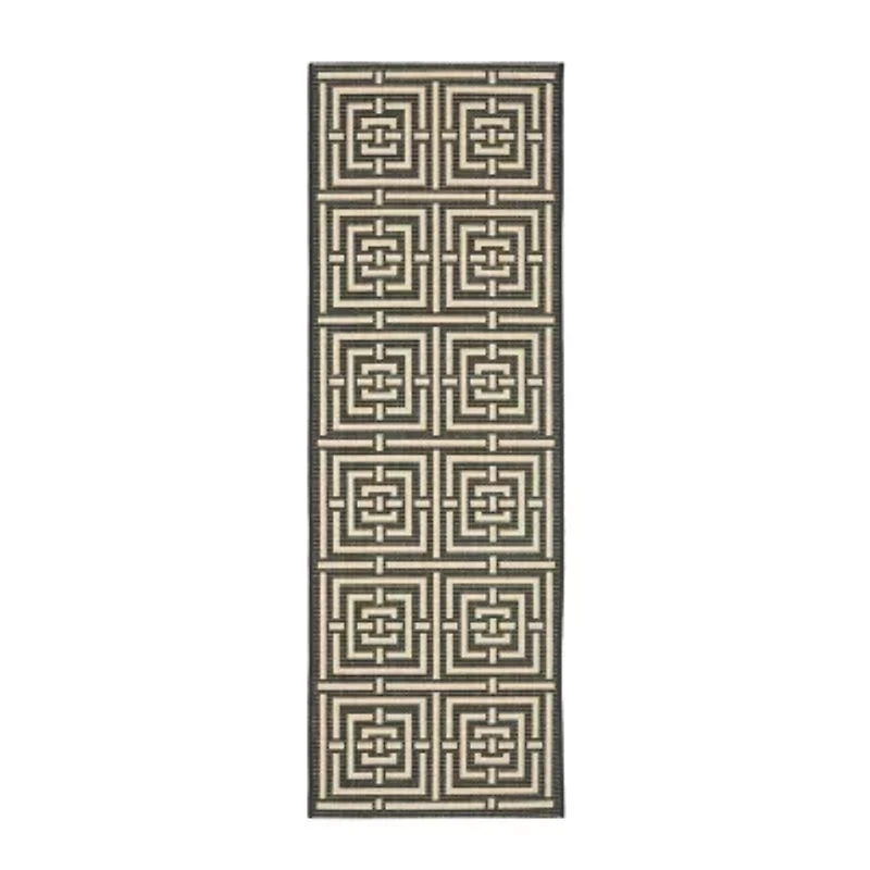 Safavieh Courtyard Collection Varvara Geometric Indoor/Outdoor Runner Rug