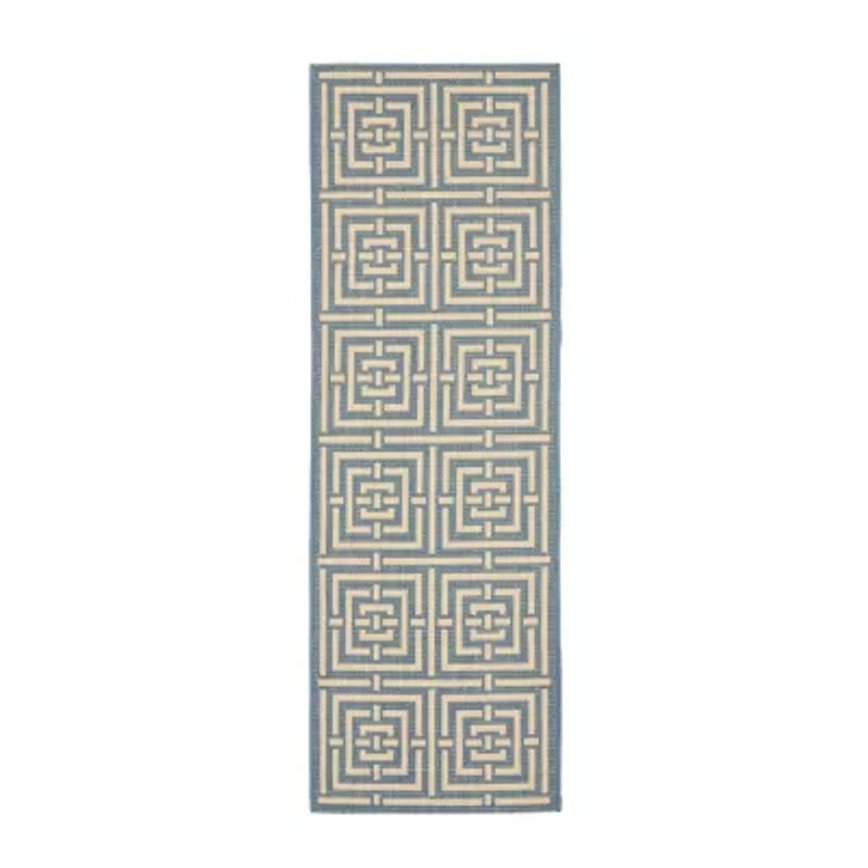 Safavieh Courtyard Collection Varvara Geometric Indoor/Outdoor Runner Rug