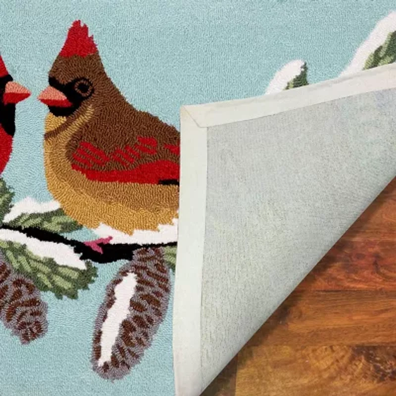 Liora Manne Frontporch Cardinals Animal Hand Tufted Indoor Outdoor Rectangular Accent Rug