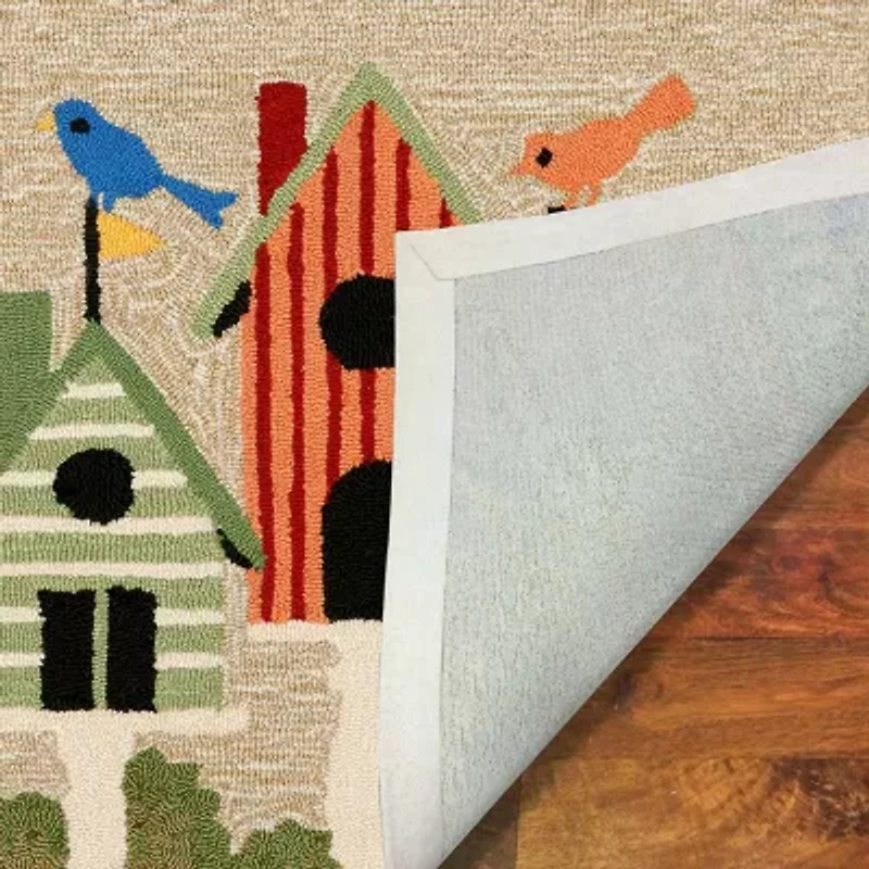 Liora Manne Frontporch Birdhouses Hand Tufted Indoor Outdoor Rectangular Accent Rug
