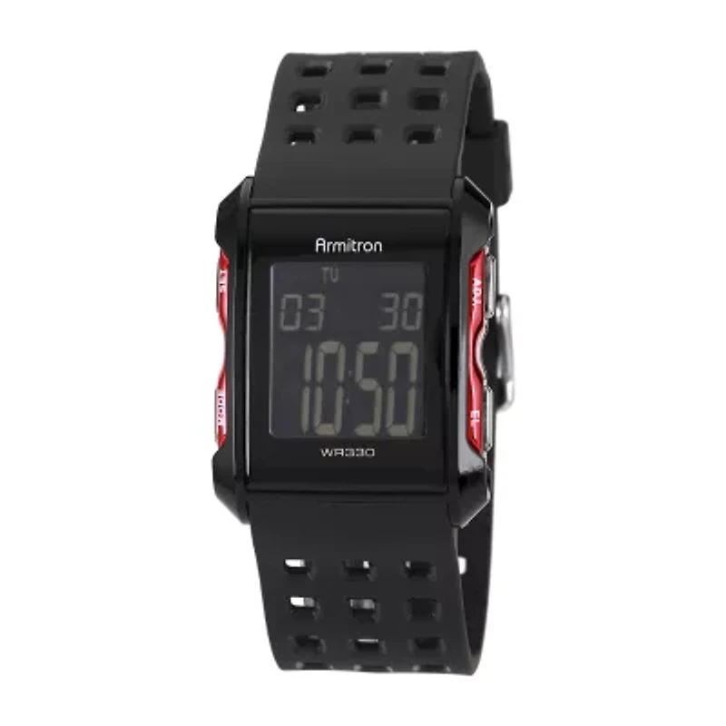 Armitron Pro Sport Mens Chronograph Multi-Function Digital Black Strap Watch 49/1025redj