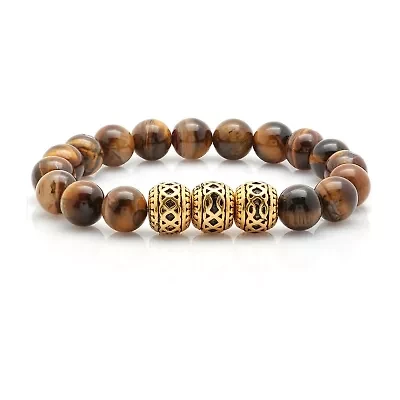 Steeltime Mens 18K Gold Stainless Steel 8 Inch Solid Id Bracelet