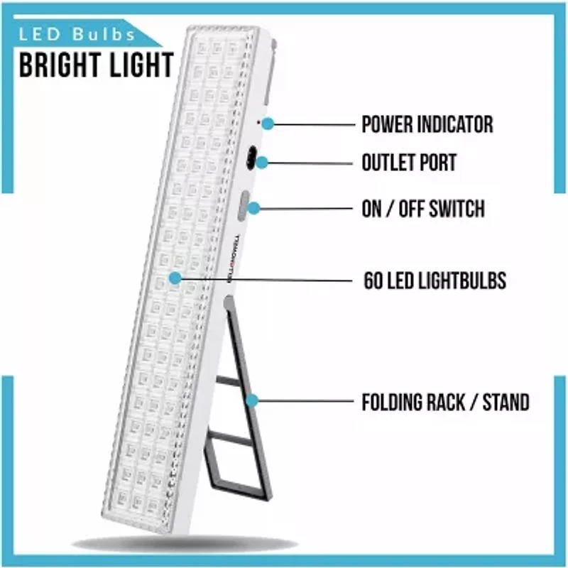 Bell + Howell Lightbar Rechargeable Portable Lamp with Folding Stand and Hanger