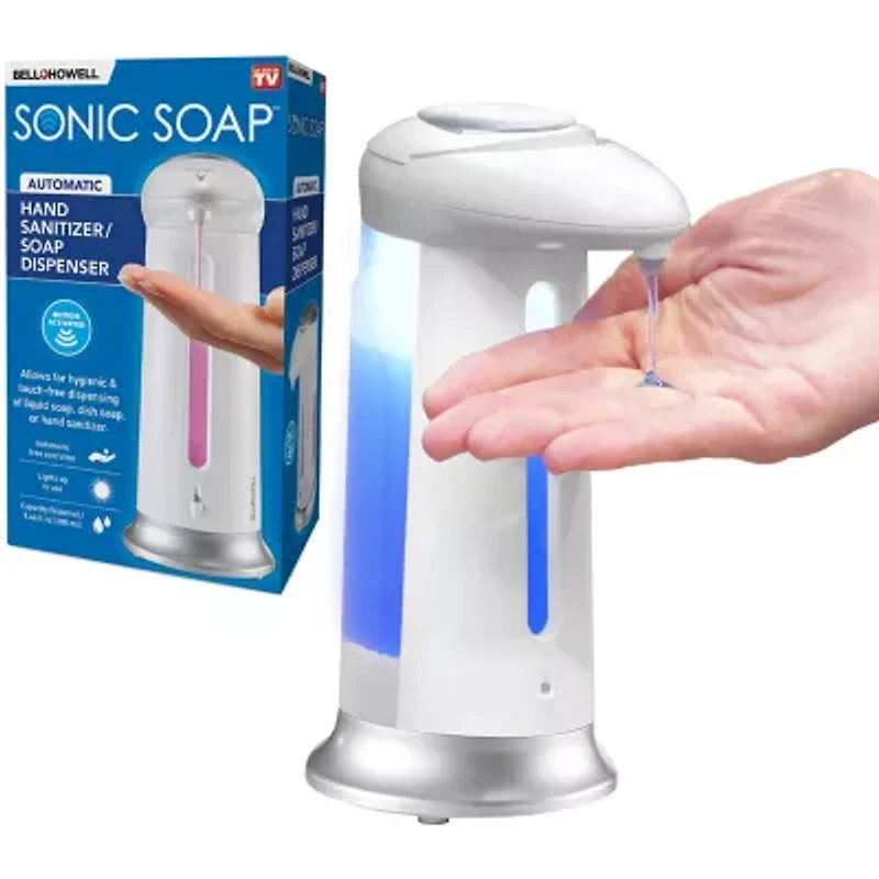 Bell + Howell Automatic Sonic Dispenser for Soap or Hand Sanitizer with Easy View Refill Window