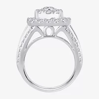 (I / Si1-Si2) Womens 3 CT. T.W. Lab Grown White Diamond 10K Gold Cushion Side Stone Engagement Ring