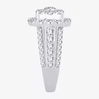 (I / Si1-Si2) Womens 3 CT. T.W. Lab Grown White Diamond 10K Gold Cushion Side Stone Engagement Ring