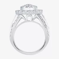 (I / Si1-Si2) Womens 3 CT. T.W. Lab Grown White Diamond 10K Gold Pear Side Stone Halo Engagement Ring