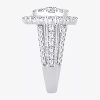 (I / Si1-Si2) Womens 3 CT. T.W. Lab Grown White Diamond 10K Gold Pear Side Stone Halo Engagement Ring