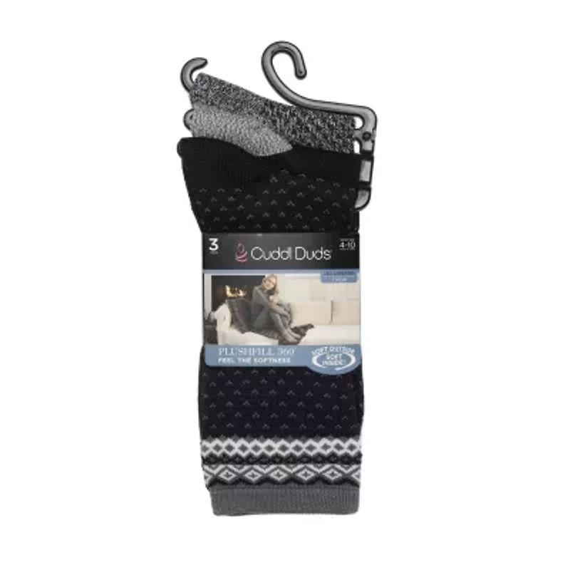 Cuddl Duds Midweight Womens 3 Pair Crew Socks