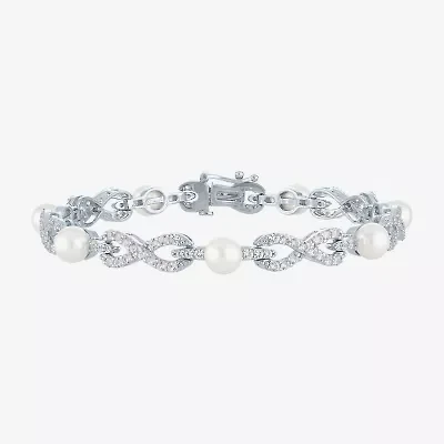 Gemstone Sterling Silver Infinity 7.5 Inch Tennis Bracelet