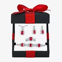 Womens Lab Created Red Ruby Pure Silver Over Brass 4-pc. Jewelry Set