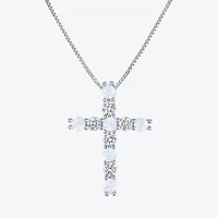 Womens White Opal Sterling Silver 18 Inch Pendant Necklace
