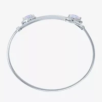 Womens Lab Created White Opal Sterling Silver Pear Bangle Bracelet