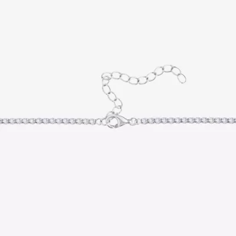 Diamonart Womens White Cubic Zirconia Sterling Silver 16 Inch Tennis Necklace