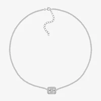 Diamonart Womens White Cubic Zirconia Sterling Silver 16 Inch Tennis Necklace