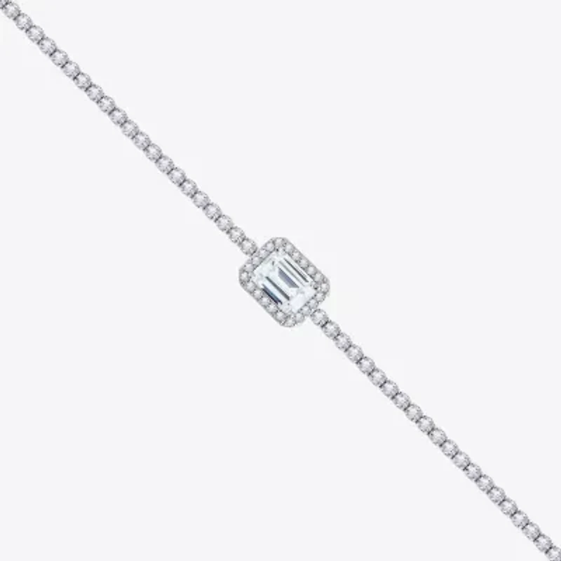 Diamonart Womens White Cubic Zirconia Sterling Silver 16 Inch Tennis Necklace