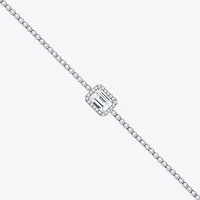 Diamonart Womens White Cubic Zirconia Sterling Silver 16 Inch Tennis Necklace