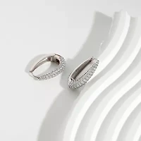 Diamonart Womens Cubic Zirconia Sterling Silver 39.7mm Oval Hoop Earrings