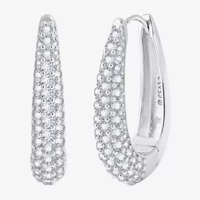 Diamonart Womens Cubic Zirconia Sterling Silver 39.7mm Oval Hoop Earrings