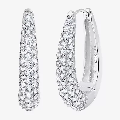 Diamonart Womens Cubic Zirconia Sterling Silver 39.7mm Oval Hoop Earrings