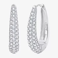 Diamonart Womens Cubic Zirconia Sterling Silver 39.7mm Oval Hoop Earrings