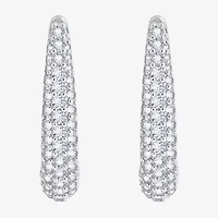 Diamonart Womens Cubic Zirconia Sterling Silver 39.7mm Oval Hoop Earrings